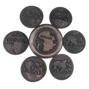 Big Five Safari Animal Ebony Wood Coaster Set – Hand Carved in Zimbabwe