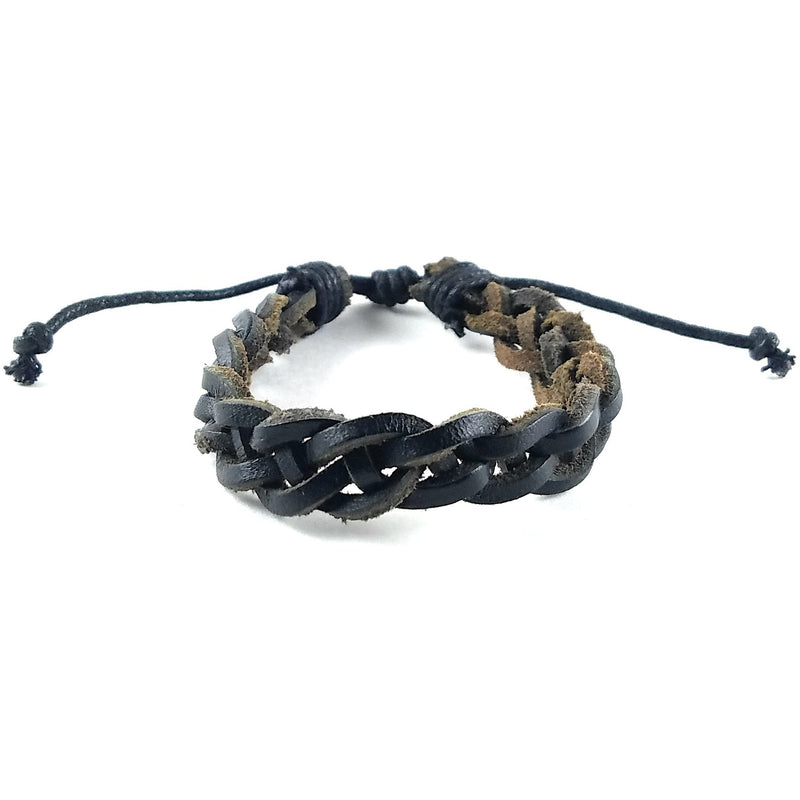 Black Braided Woven Leather Bracelet – Handmade Fair Trade Jewelry