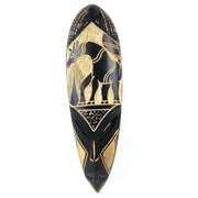 Black Fang Mask – Ghanaian Wall Art with Giraffe or Sankofa Symbol