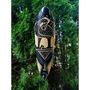 Black Fang Mask – Ghanaian Wall Art with Giraffe or Sankofa Symbol