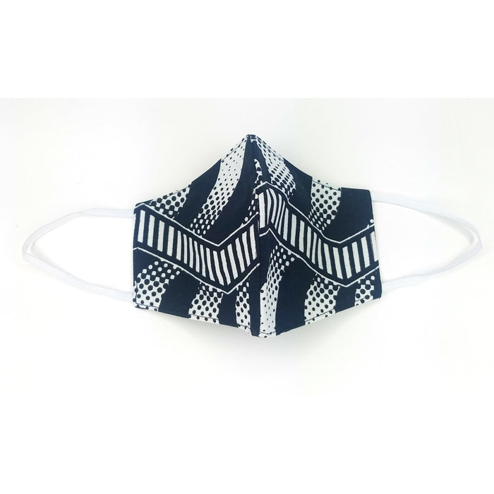 Black & White Dot Pattern African Print Face Mask – Reversible & Breathable