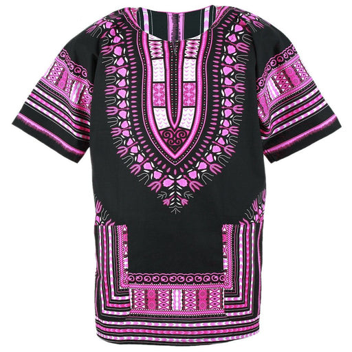 Black and Pink African Dashiki Shirt – 100% Cotton Traditional Print