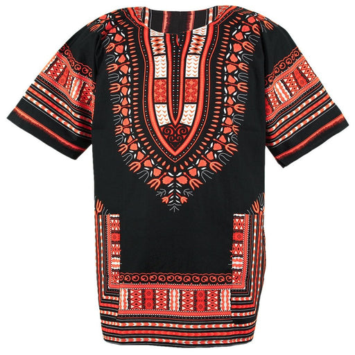Black and Red African Dashiki Shirt – 100% Cotton Traditional Print