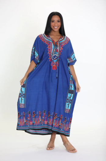 African Kaftan Dress – Multiple Colors (Orange, Yellow, Purple, Blue & Red)