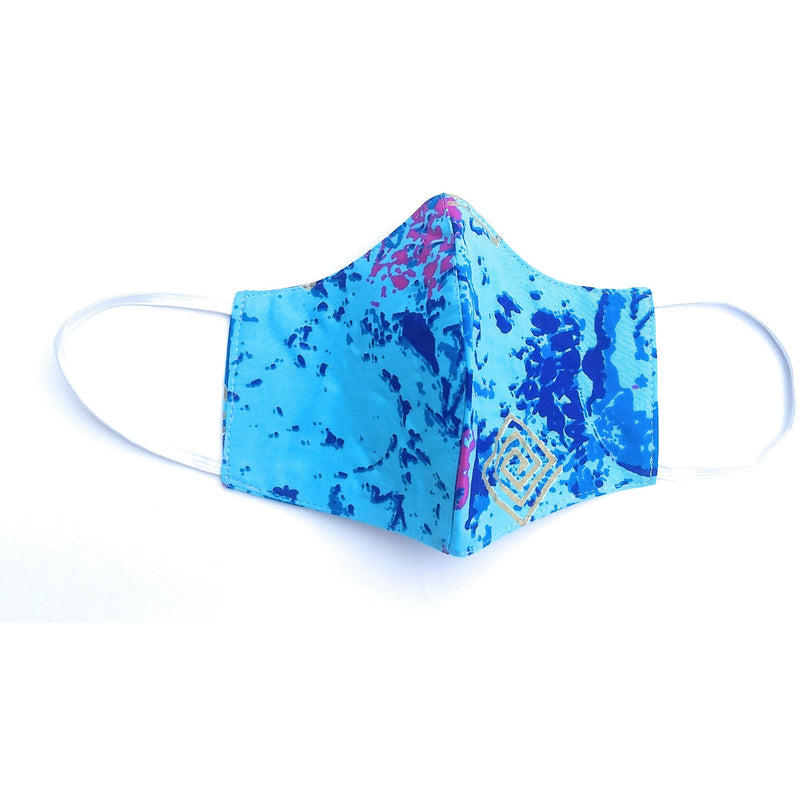 Blue African Print Face Mask | Reversible Cotton Face Covering