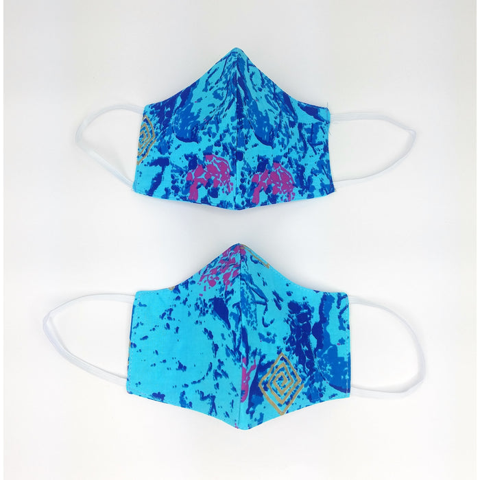 Blue African Print Face Mask | Reversible Cotton Face Covering