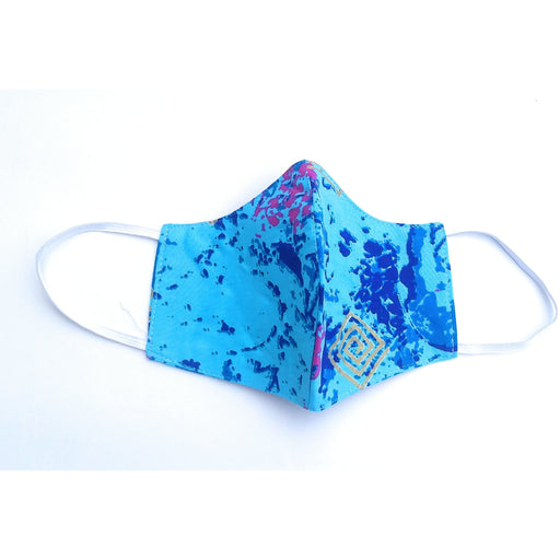 Blue African Print Reversible Cotton Face Mask with Filter Pocket