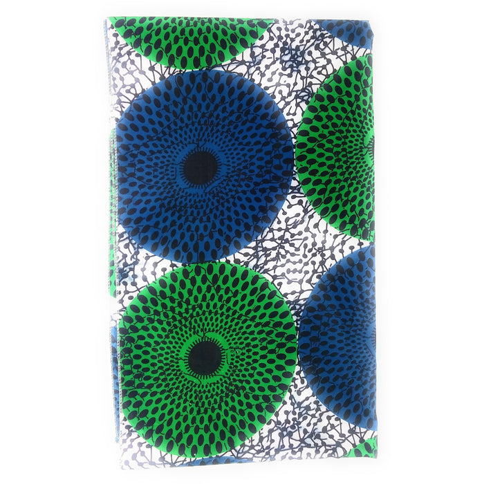 Blue & Green African Headwrap | Ankara Circle Print