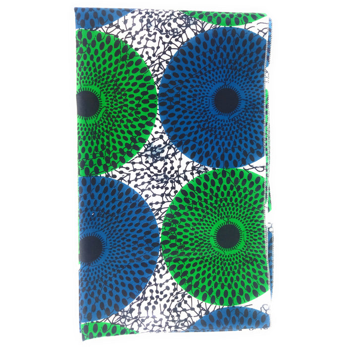 Blue & Green African Headwrap | Ankara Circle Print