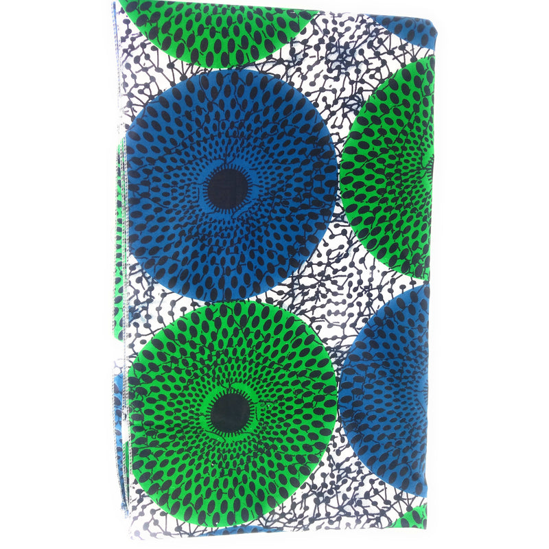 Blue & Green Circle Print African Headwrap | Vibrant Ankara Headwrap