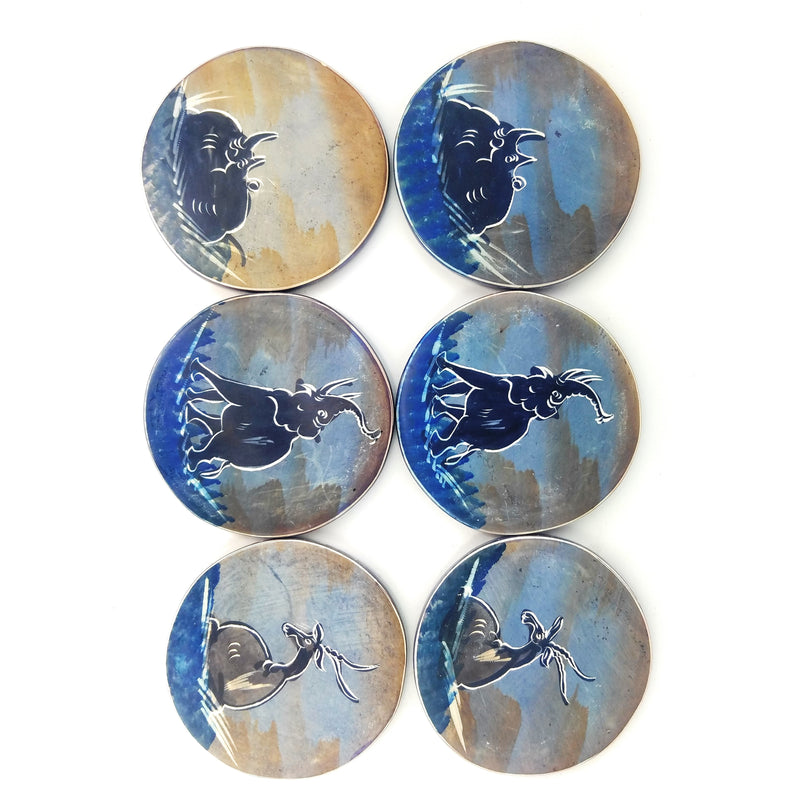 Handmade Safari Animal Soapstone Coaster Set – 6 Piece – Kisii Stone from Kenya