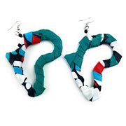 Blue Multicolor African Kitenge Earrings | Fabric Jewelry