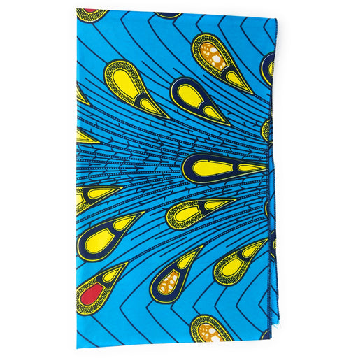 Blue & Yellow African Ankara Headwrap | Extra-Long 100% Cotton Head Scarf