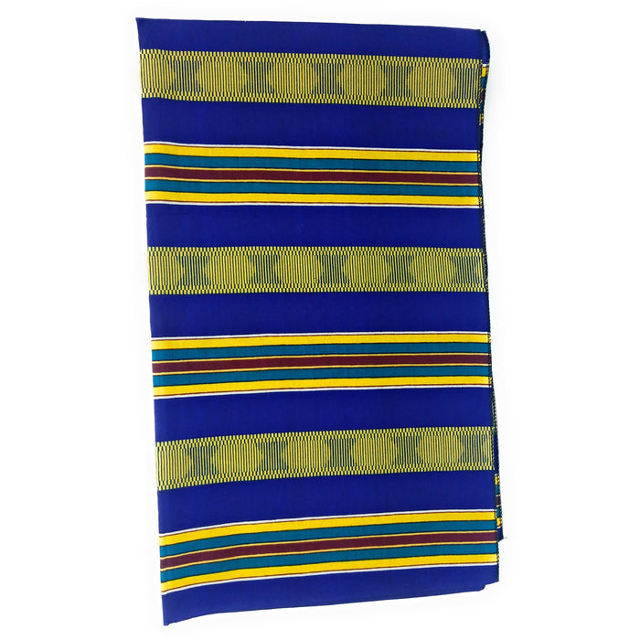 Blue Yellow Green African Headwrap | Ankara Stripe Wrap