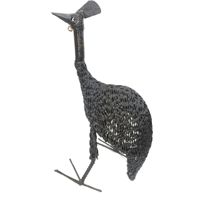 Braid Detail Recycled Metal Guinea Fowl Sculpture – Handmade in Zimbabwe