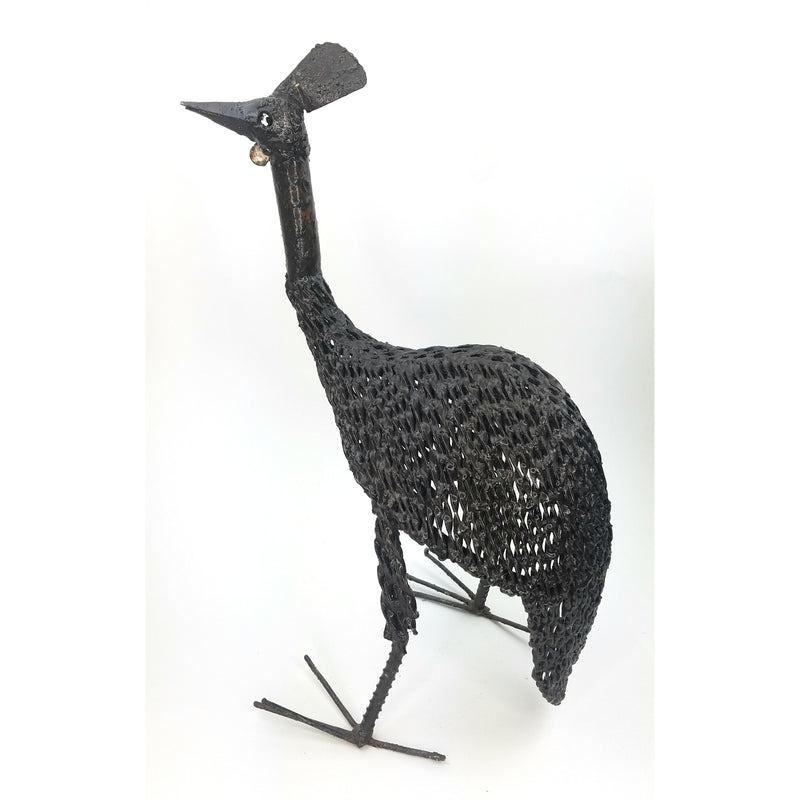 Braid Detail Recycled Metal Guinea Fowl Sculpture – Handmade in Zimbabwe