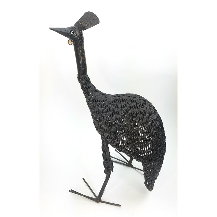 Braid Detail Recycled Metal Guinea Fowl Sculpture – Handmade in Zimbabwe