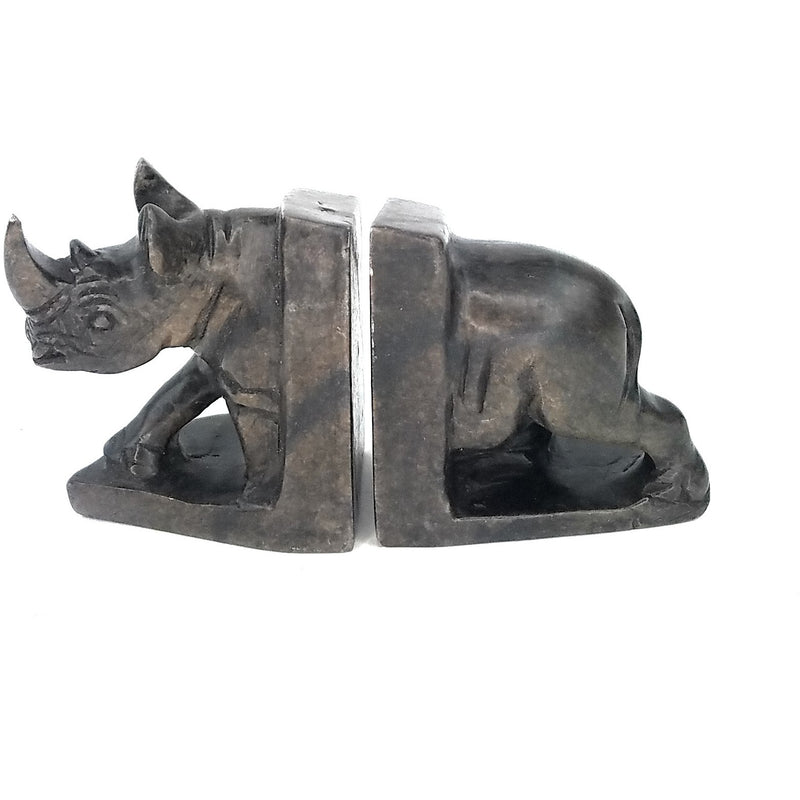 Brown Rhino Bookends | Shona Stone Sculpture from Zimbabwe