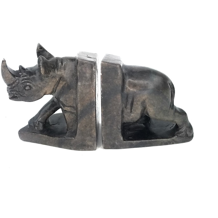 Brown Rhino Bookends | Shona Stone Sculpture from Zimbabwe