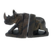 Brown Serpentine Rhino Bookends – Shona Stone Art from Zimbabwe