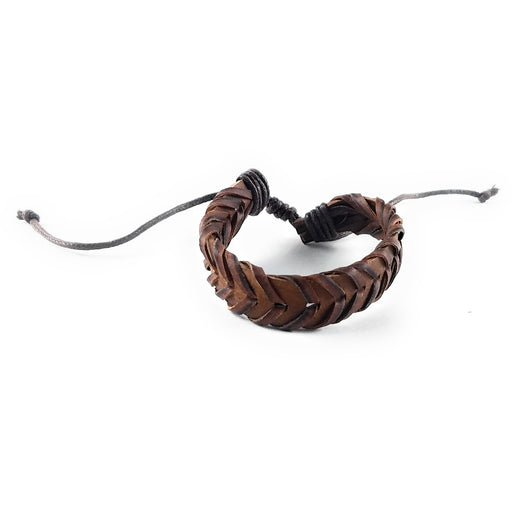 Brown Woven Leather Bracelet – Handmade African Jewelry