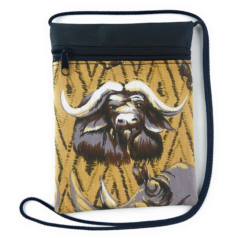 Buffalo and Rhino Safari Passport Bag – Handmade African Wildlife Crossbody