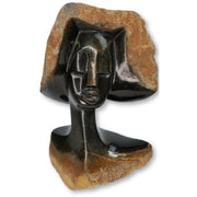 Beautiful Woman Bust – Hand Carved Shona Black Serpentine Art