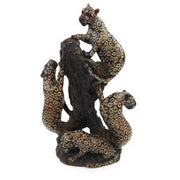 Climbing Leopards Sculpture – 4 Leopards Hand Carved in Black Jade