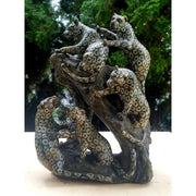 Climbing Leopards Sculpture | 5 Leopards Black Jade