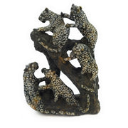 Climbing Leopards Sculpture – 5 Leopards Hand Carved in Zimbabwe