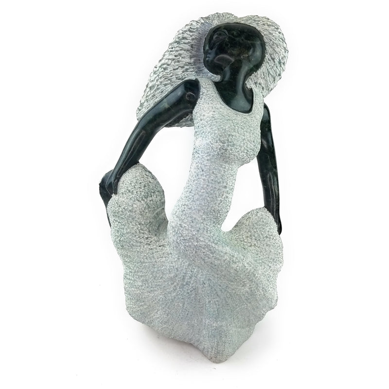 Contemporary Shona Beautiful Woman Sculpture – Flowing Dress Springstone Art