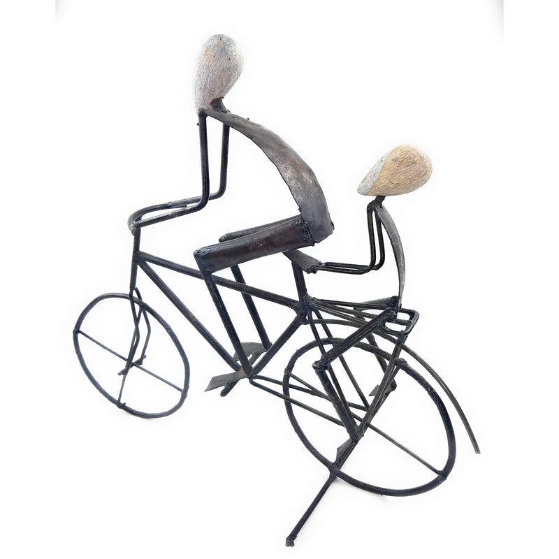 Cyclist with Child Sculpture – Handmade in Zimbabwe