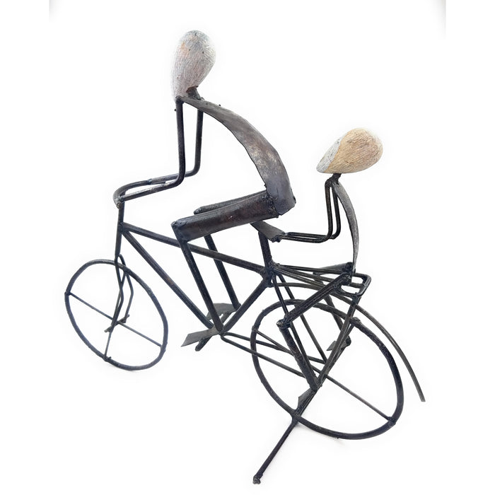 Cyclist with Child Sculpture – Handmade in Zimbabwe