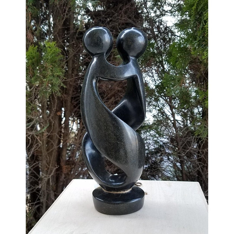 Dancing Couple – Black Serpentine Stone Sculpture | Hand Carved in Zimbabwe