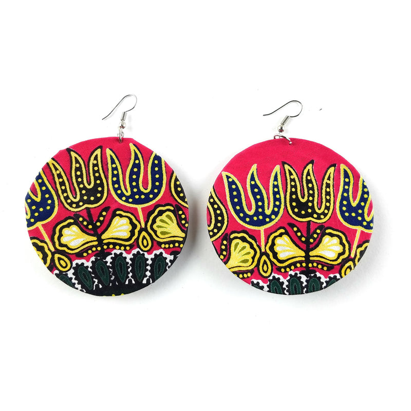 Dashiki Print Maasai Shuka Earrings – Round Statement Earrings