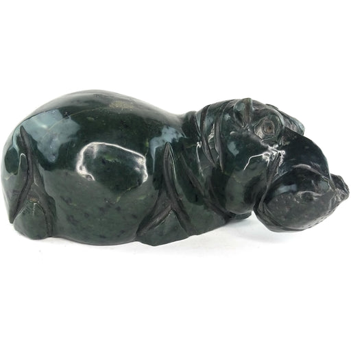 Deep Green Polished Hippo Sculpture – Shona Stone Zimbabwe