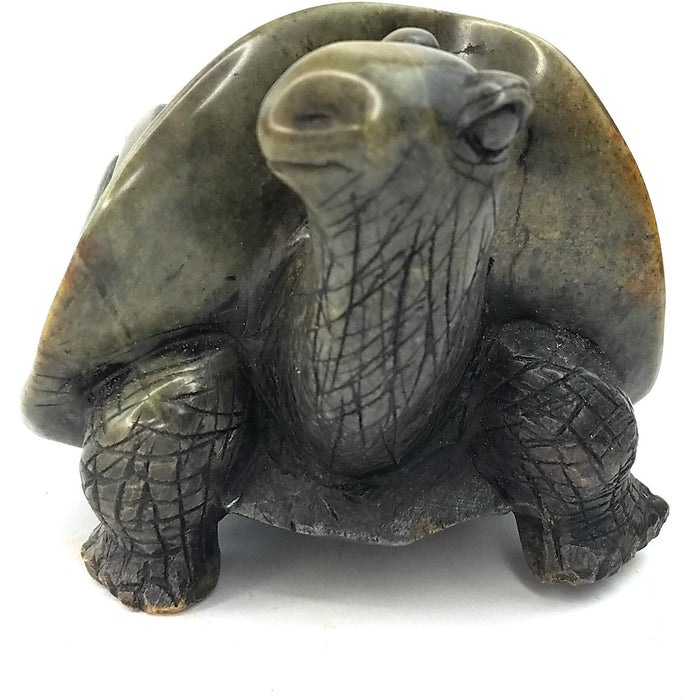 Detailed Green Serpentine Stone Turtle – Hand Carved in Zimbabwe