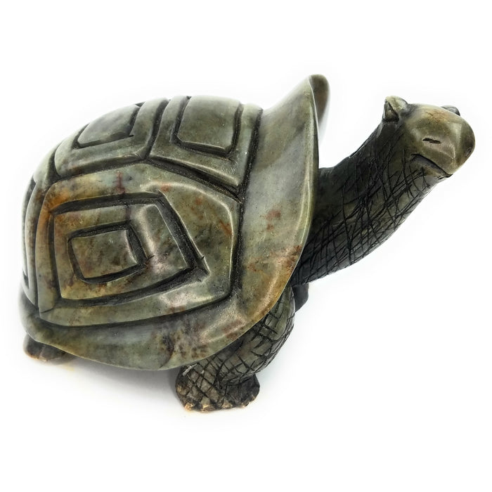 Detailed Green Serpentine Stone Turtle – Hand Carved in Zimbabwe