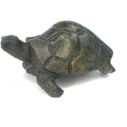 Earth-Tone Green African Stone Turtle | Hand Carved Art