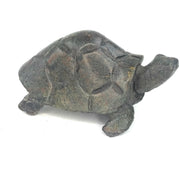 Earth-Tone Green African Stone Turtle | Hand Carved Art