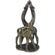 Earth-Tone Kissing Giraffe Couple | Hand Carved Art