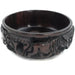 Ebony Wood Bowl – Raised Safari Animal Etchings | Hand Carved in Zimbabwe