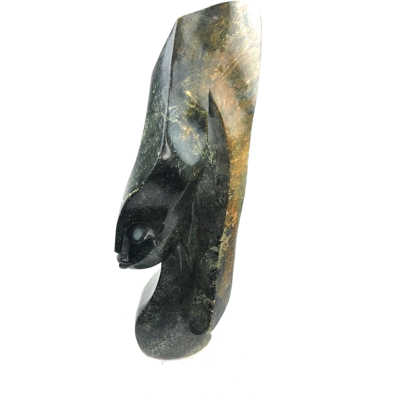 Elegance Woman Bust – Hand Carved Shona Green Opalstone Sculpture