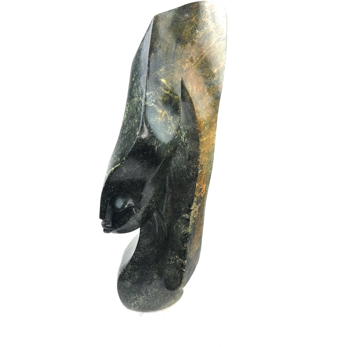 Elegance Woman Bust – Hand Carved Shona Green Opalstone Sculpture