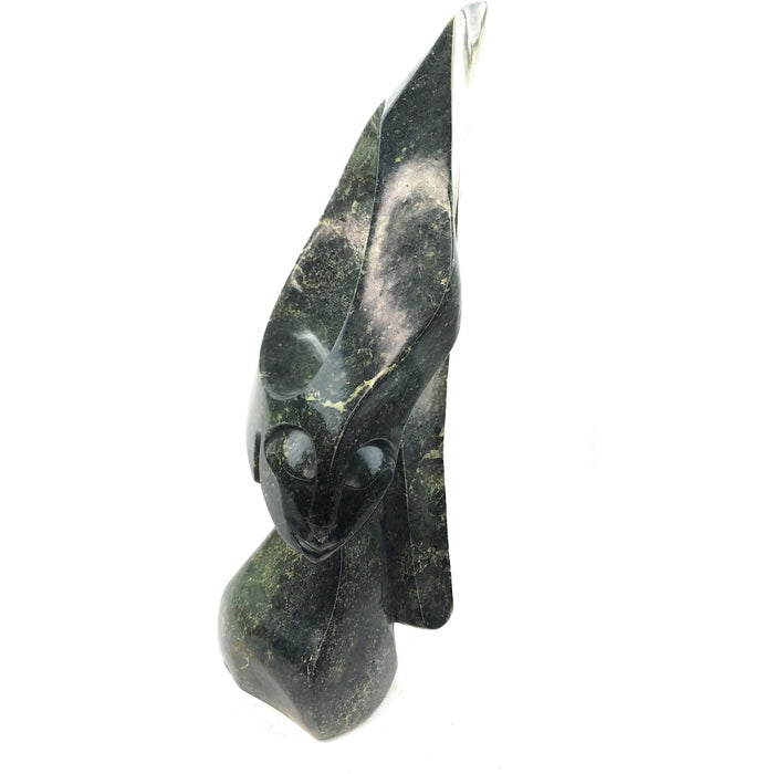 Elegance Woman Bust Sculpture – Hand Carved Shona Green Opalstone from Zimbabwe