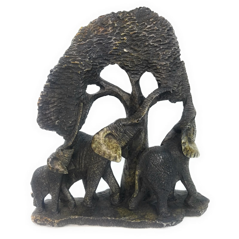 Elephant Family Sculpture Parents & Child | Shona Stone