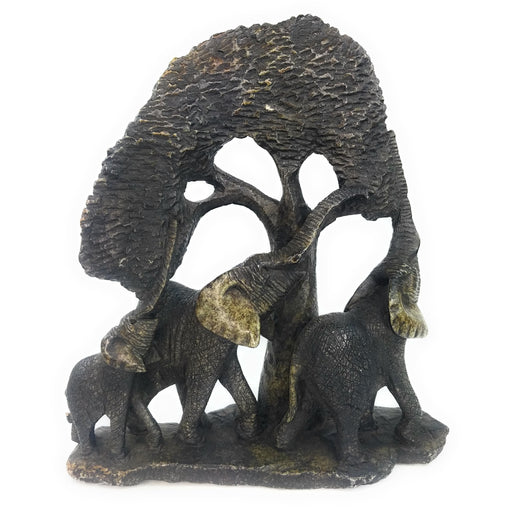 Elephant Family Sculpture Parents & Child | Shona Stone