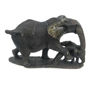 Elephant Mother & Child Black Grey | Shona Stone