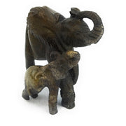 Elephant Mother & Child Dark Serpentine | Shona Art