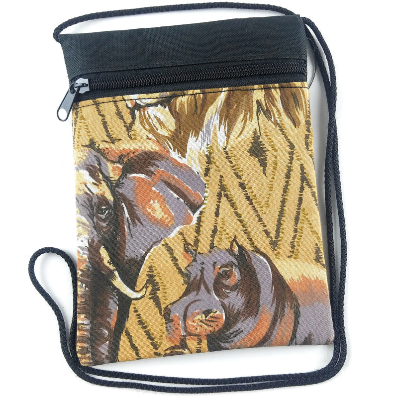 Elephant and Hippo Safari Passport Bag